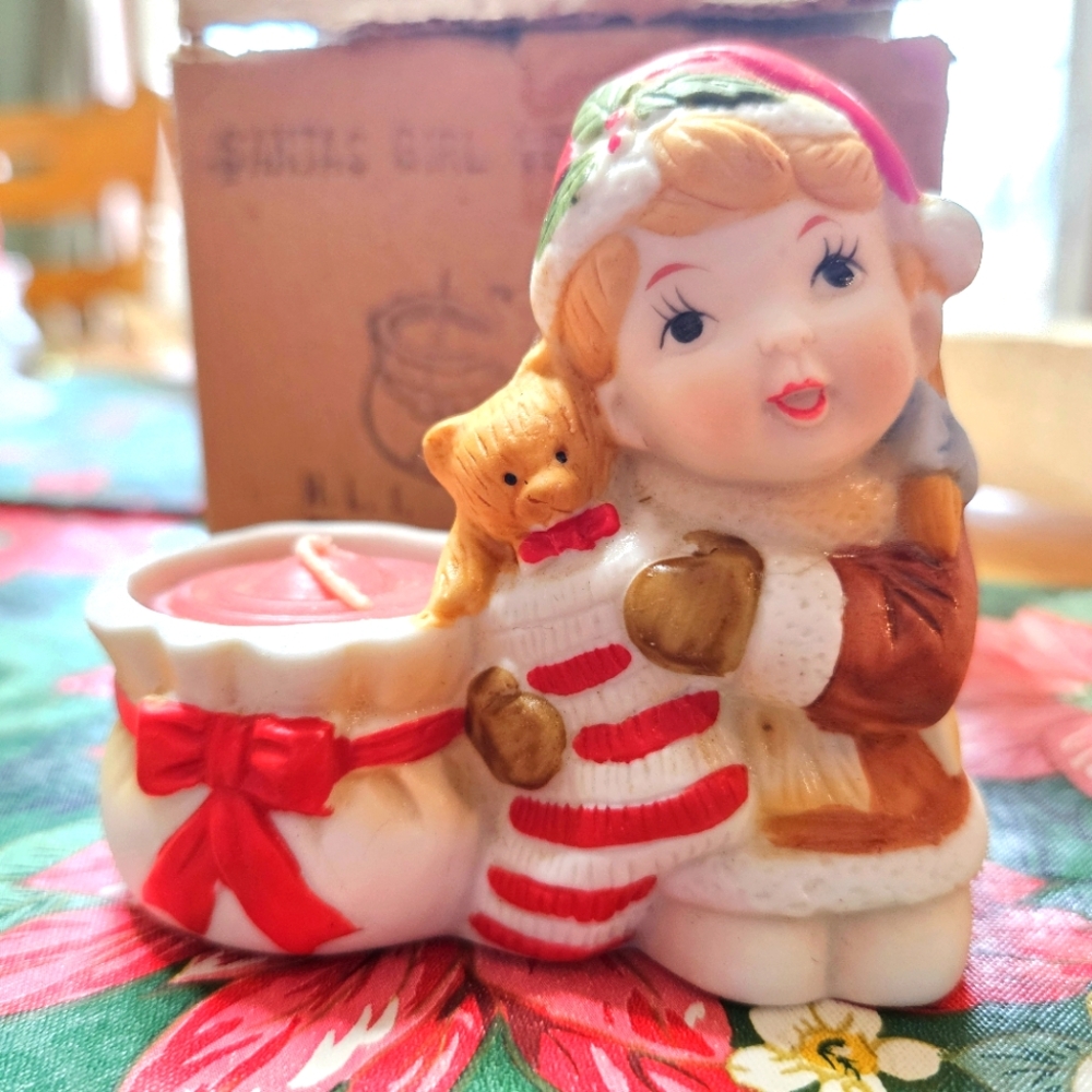 Santa's girl votive holder